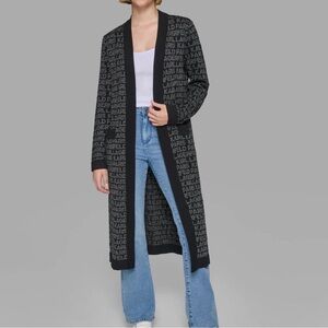 Karl Lagerfeld Black and Silver Logo long Cardigan